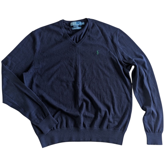 Polo by Ralph Lauren merino wool navy sweater custom fit